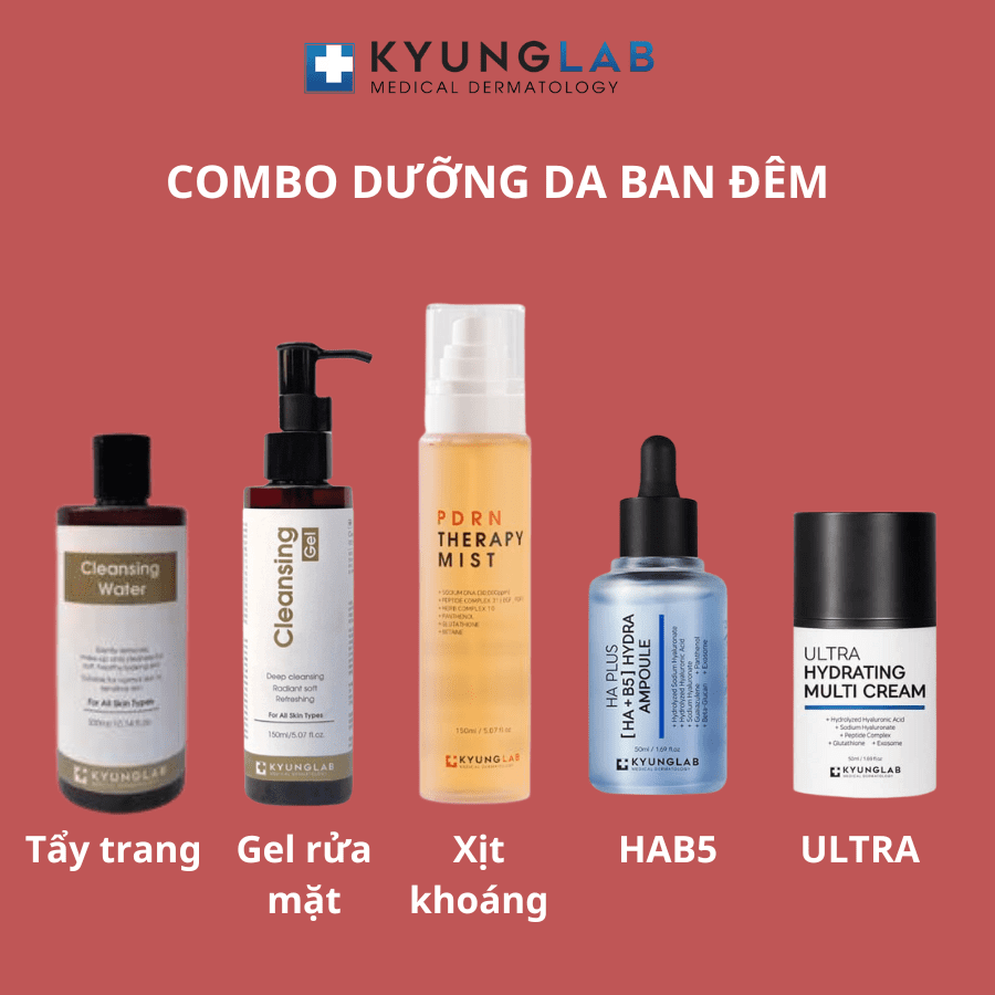 Combo Ban Đêm Kyunglab Làn Da Căng Bóng Khỏe Đẹp - Nhập Khẩu Chính Ngạch Có Tem Phụ Tiếng Việt Có VAT, Có Tem Chống Hàng Giả - Mẫu Mới 2024